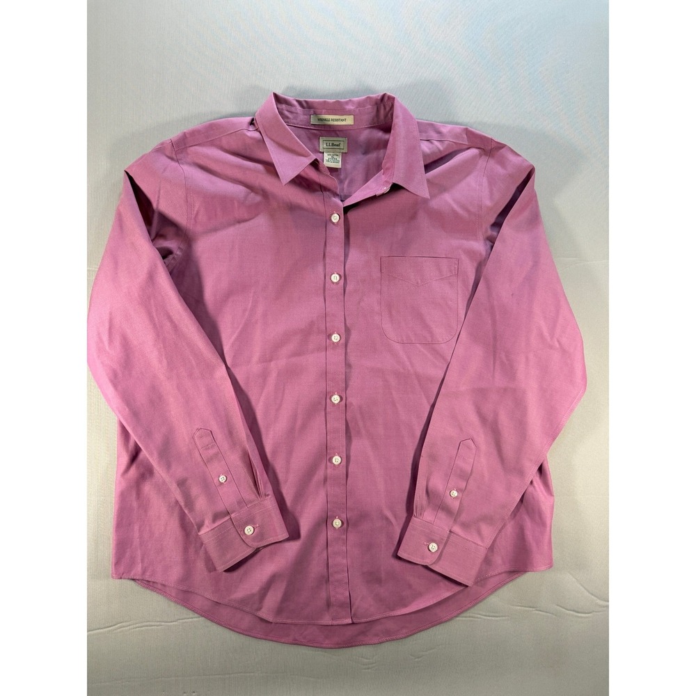 LL Bean Wrinkle Resistant Cotton Button Up Shirt Purple XL 211444 Long Sleeve